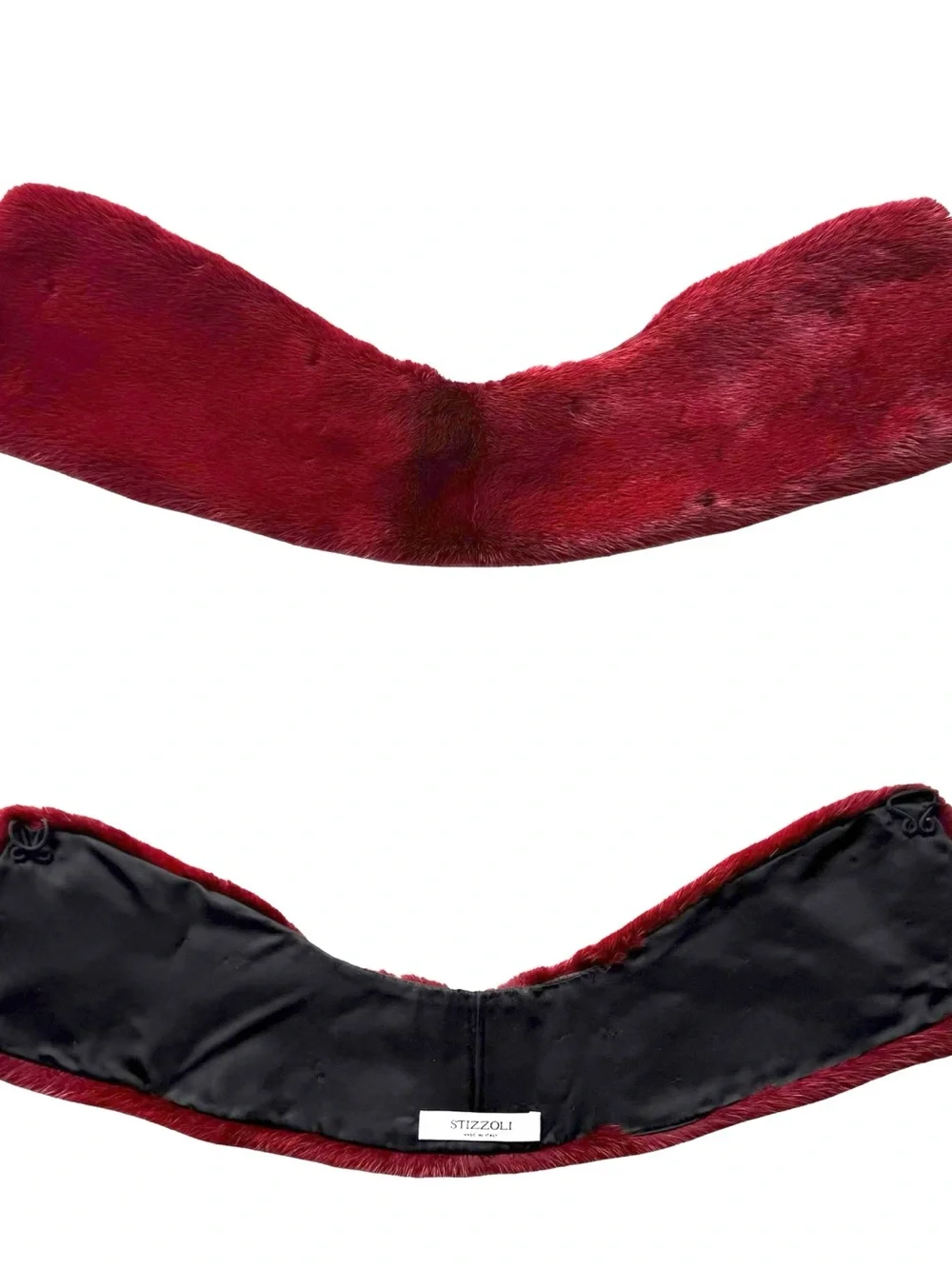 Stizzoli Rabbit Fur Neck Scarf Warmer Red Vintage Rare Made in Italy Luxury